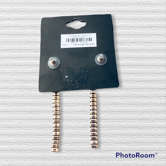 Brand new Torrid Gold Tone Faux baguette Dangle Earrings - Picture 2 of 3